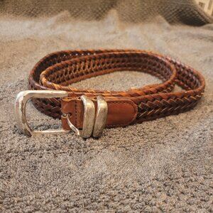 Women's Fossil Brown Leather Laced Belt Size 38 with Buckle